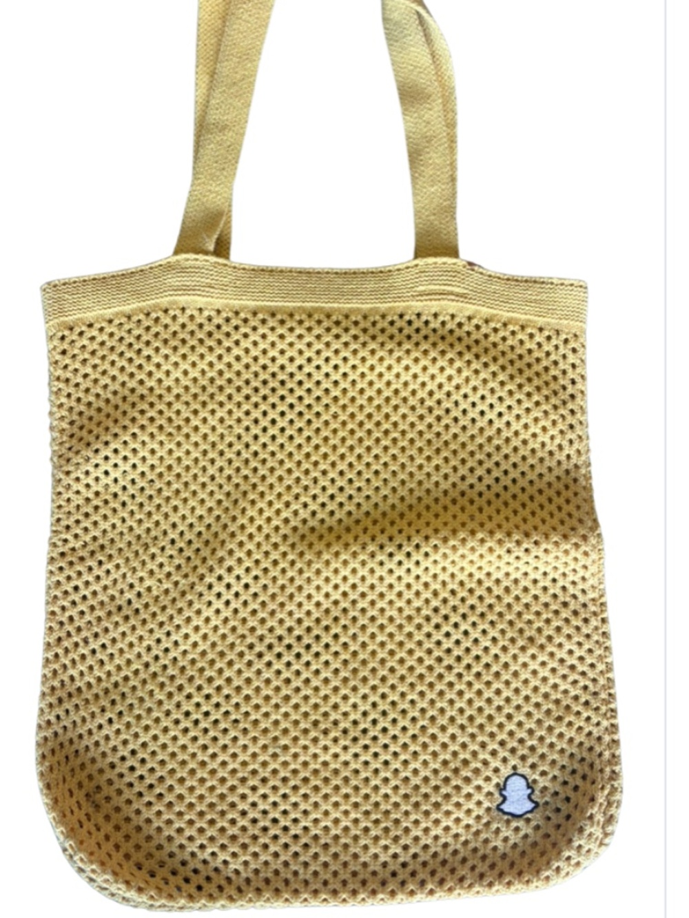 Snapchat Logo, Crochet Tote Bag, Yellow